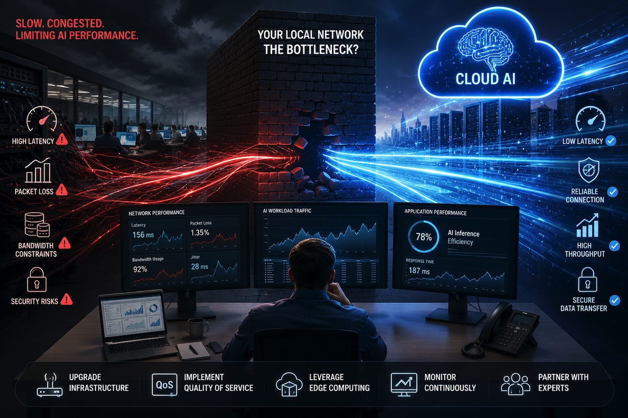 Local network bottleneck affecting cloud AI performance