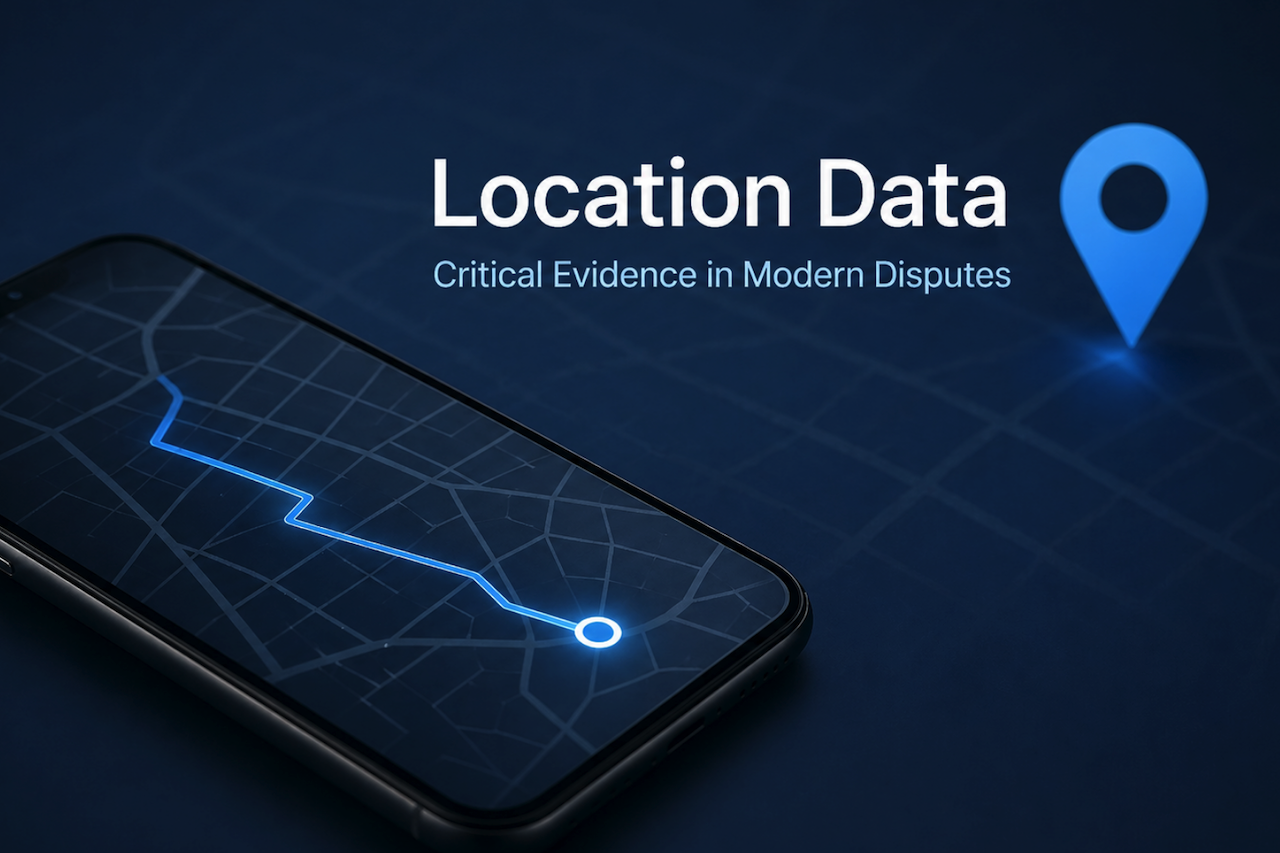 Location data route on smartphone map