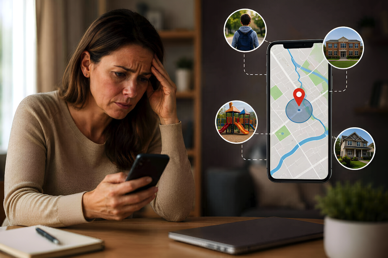 Parent monitoring child safety with GPS tracking