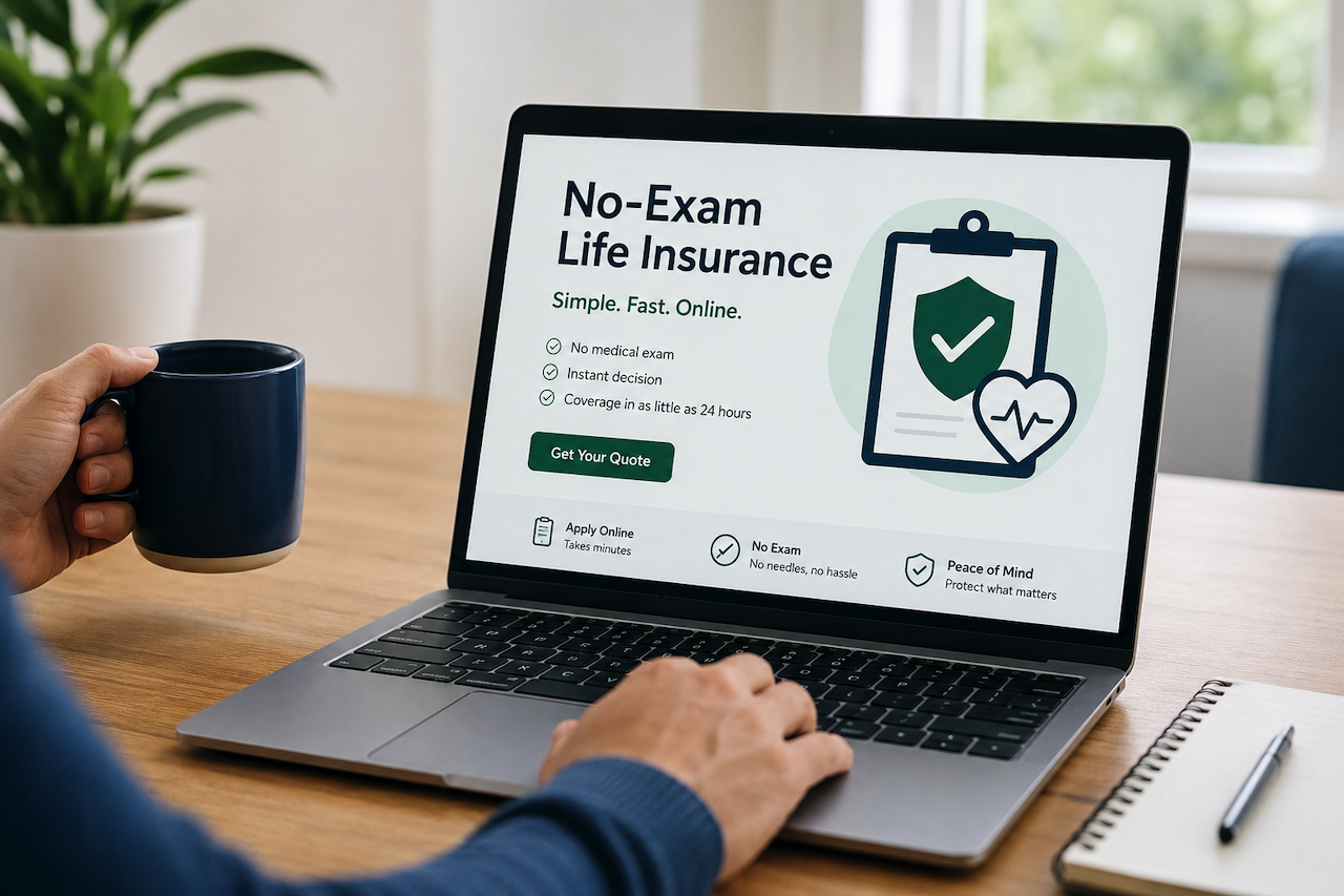 Person applying for no-exam life insurance online