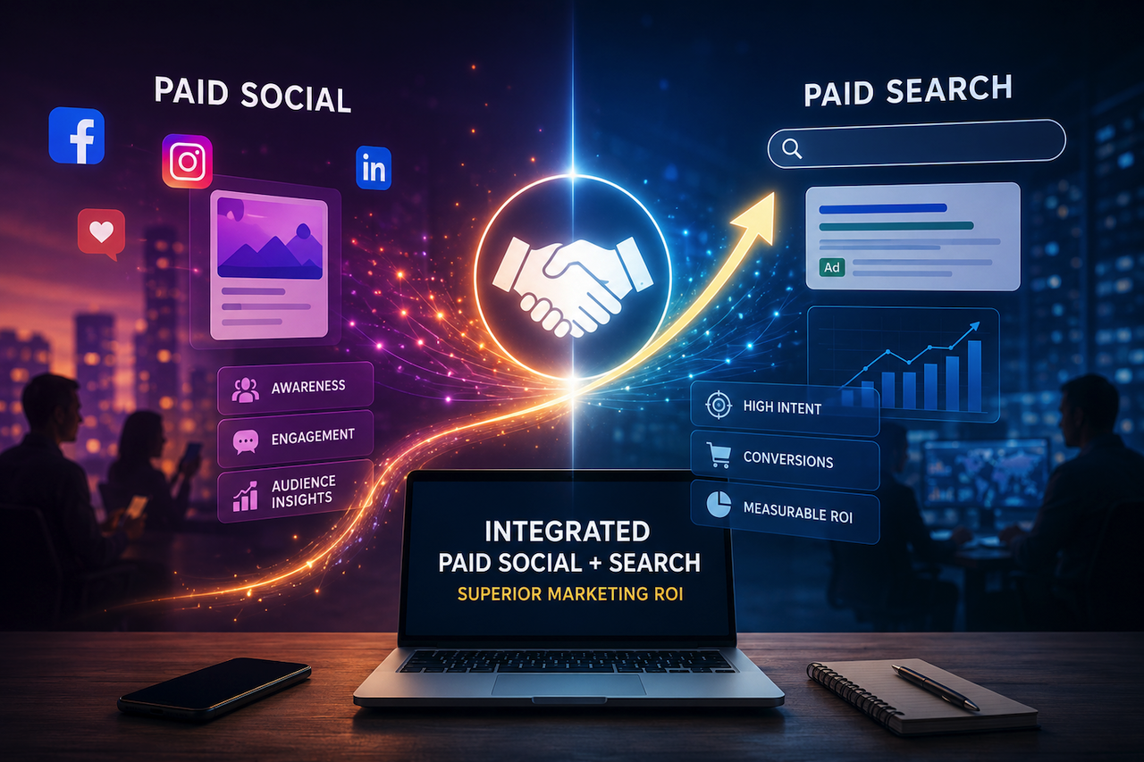 Integrated paid social and search advertising strategy