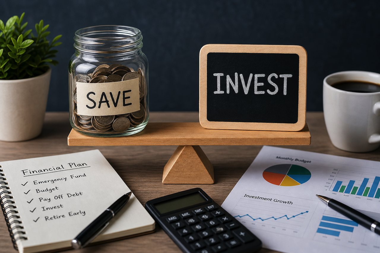 Saving vs investing balance with financial planning tools