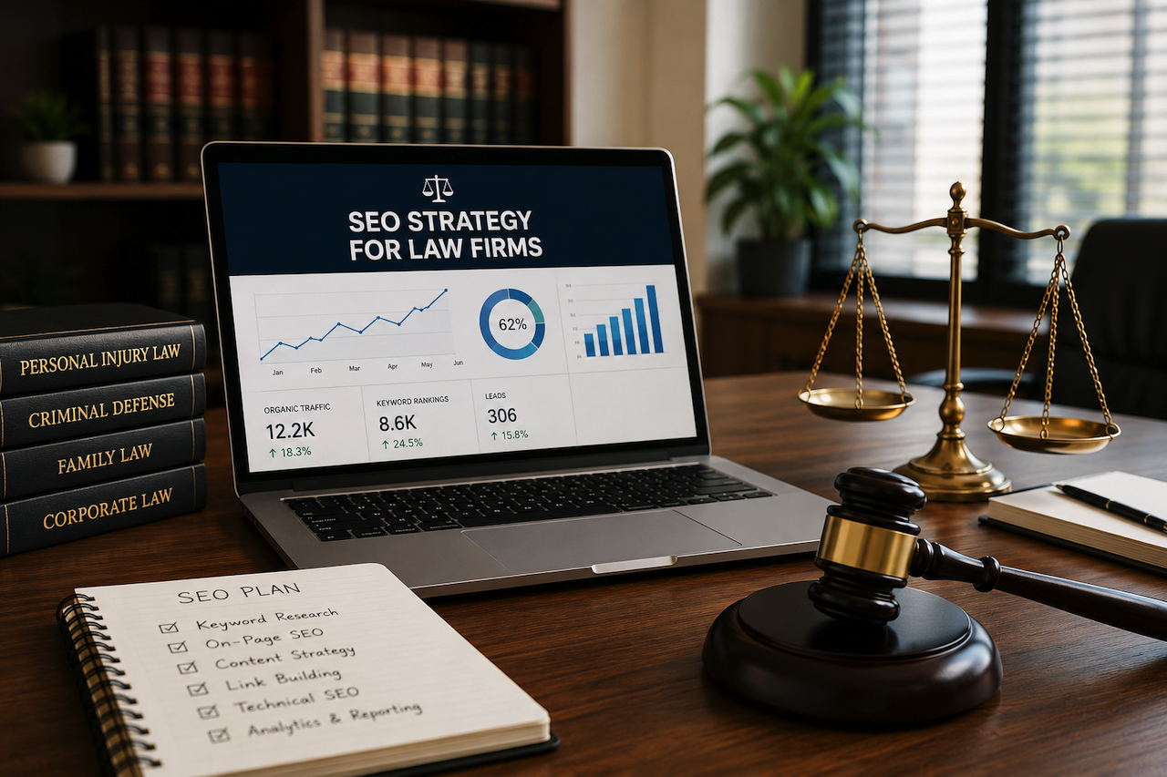 Law firm SEO strategy dashboard