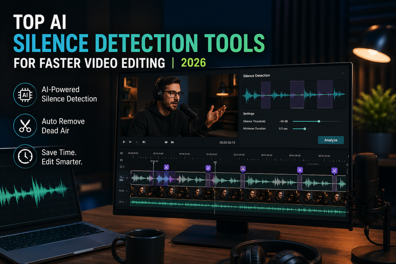AI-powered video editing interface using silence detection