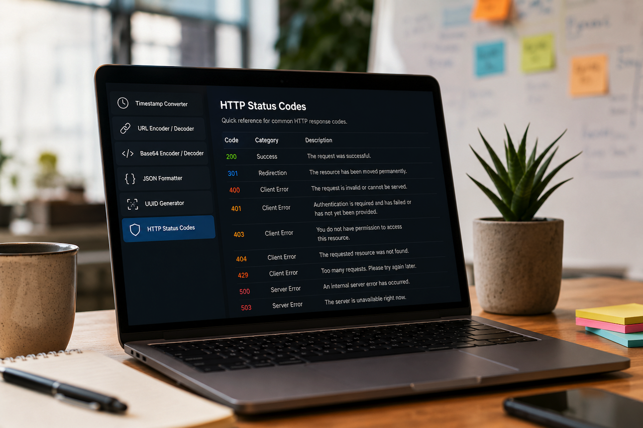 Developer utility tools and HTTP status code reference