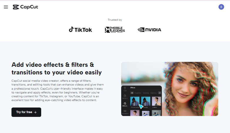 add video effects and filters and transitions to your video easily