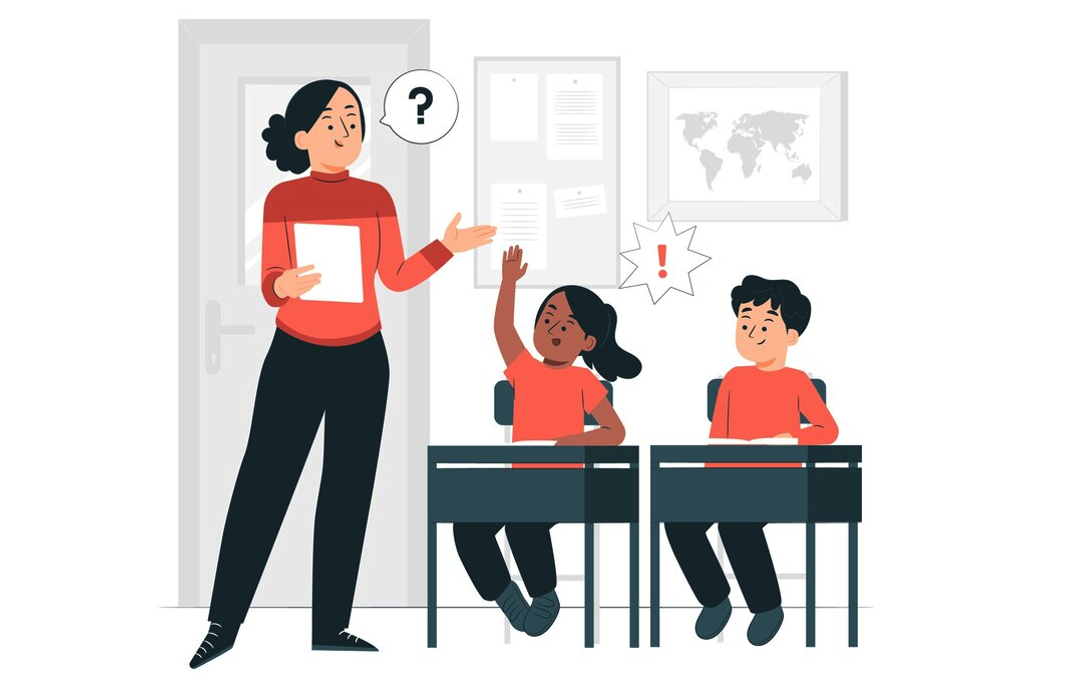 Student asking the teacher concept illustration