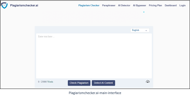 Plagiarismchecker Main Interface