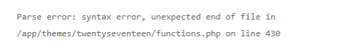 Syntax error in WordPress