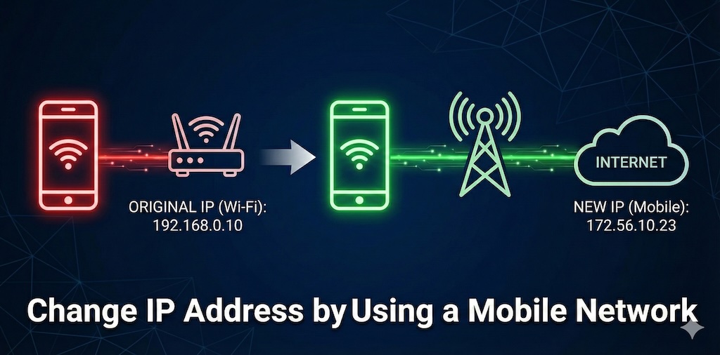 Change IP Address by Using a Mobile Network
