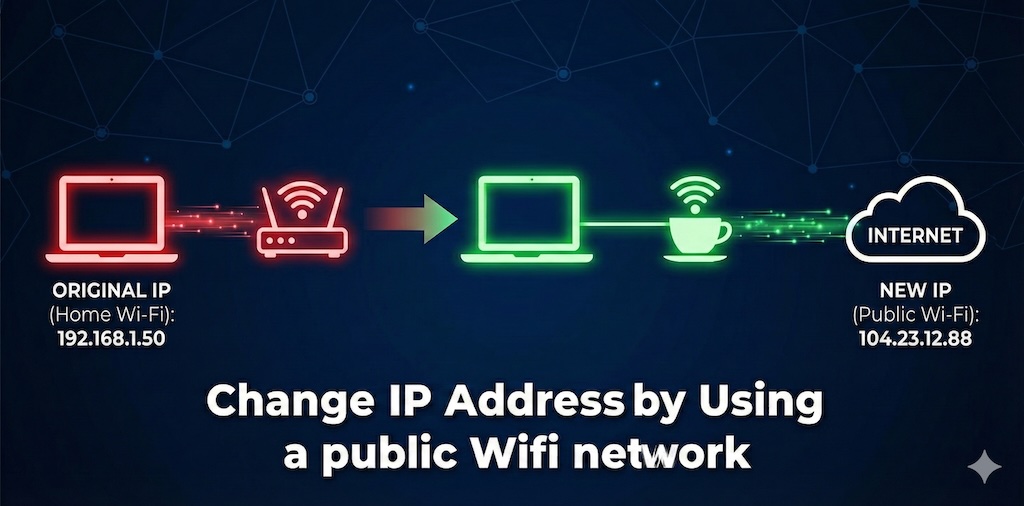 Change IP Address by Using a public Wifi network