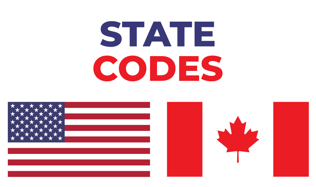 State Codes for USA and Canada