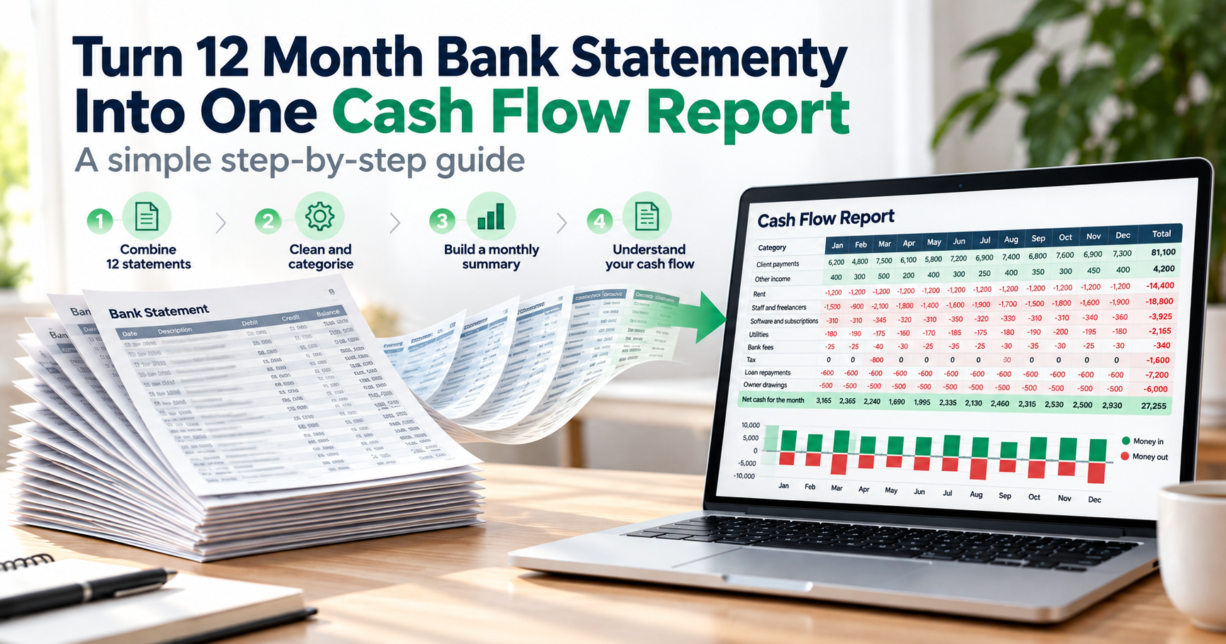 How to Turn a Year of Bank Statements Into a Simple Cash Flow Report