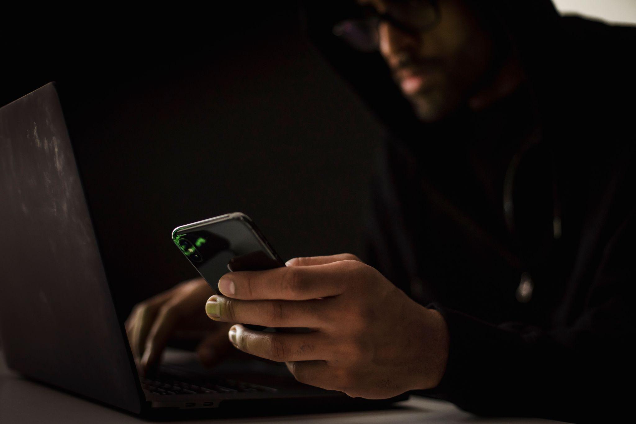 A man watching a smarphone