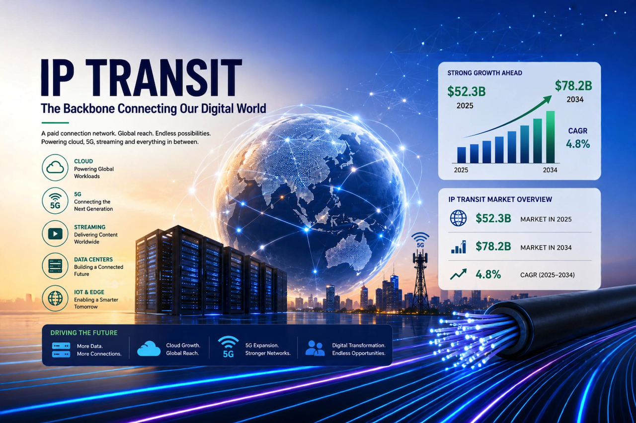 IP Transit Set to Grow at 4.8% CAGR as Cloud Traffic Surges Worldwide