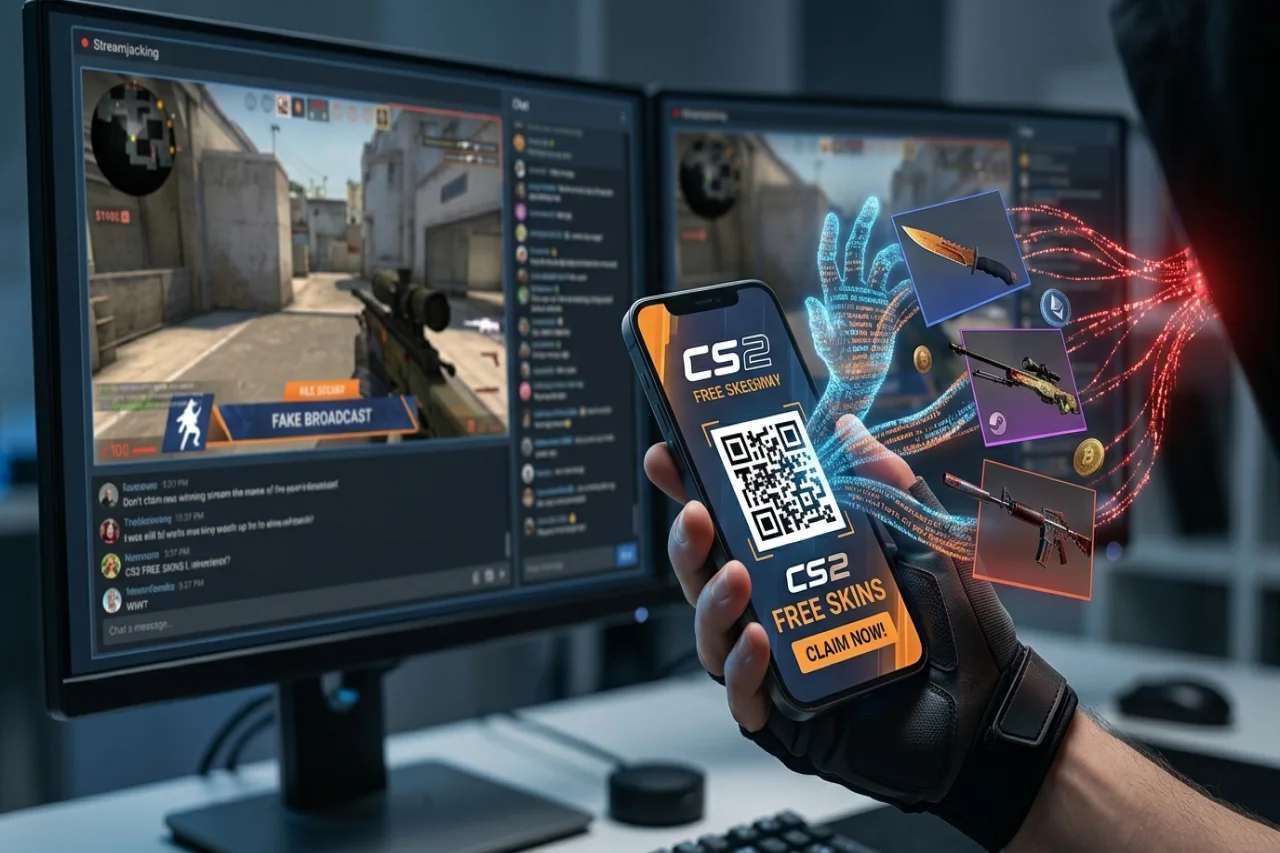 The Fake Giveaway Trap: How CS2 Streamjacking Scams Hook Fans